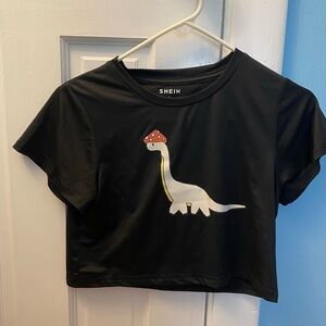 SHEIN EZwear Dinosaur Print Crop Tee